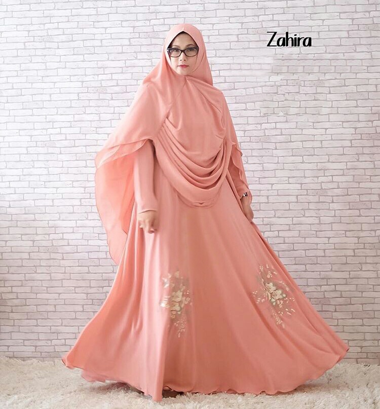 GAMIS PREMIUM ZAHIRA SYARI BAJU HIJABERS GAMIS SYARI CERUTY BORDIR. HARGA GROSIR 220.000