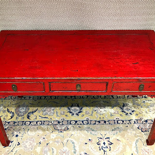 Chinese Red Lacquered Desk