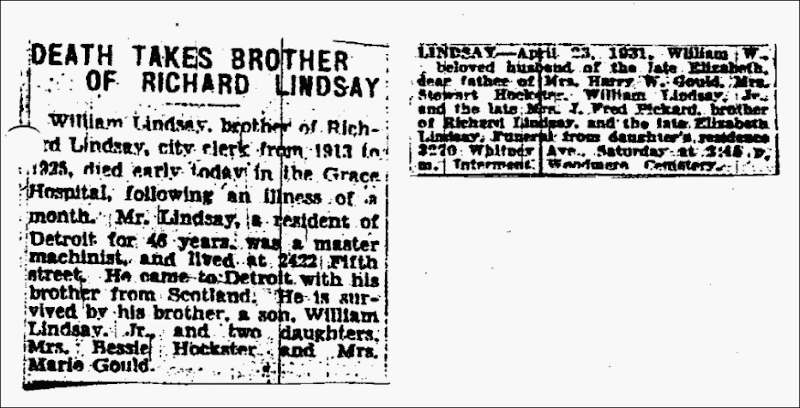 LINDSAY_William W._Obit from newspaper_DetroitMich