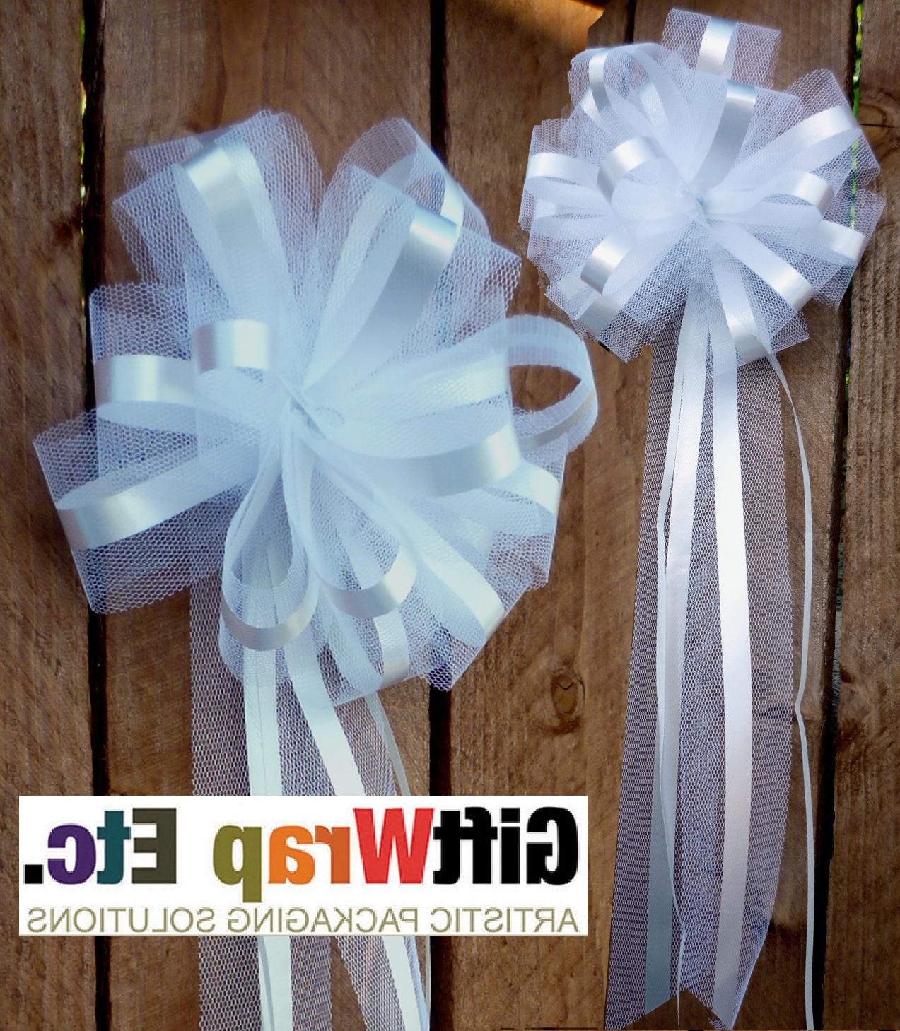 10 White Wedding Pew Bows Net