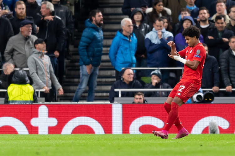 Bayern Muenchen's Serge Gnabry celebrates after scoring his team's fourth goal during the UEFA Champions League group B match between Tottenham Hotspur. Picture: TF-IMAGES/GETTY IMAGES