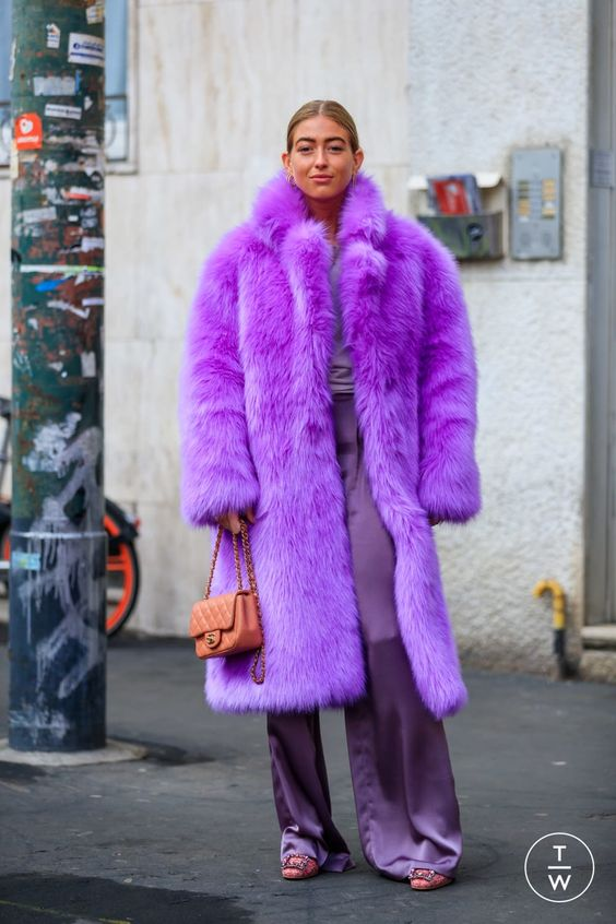 Purple fur coat