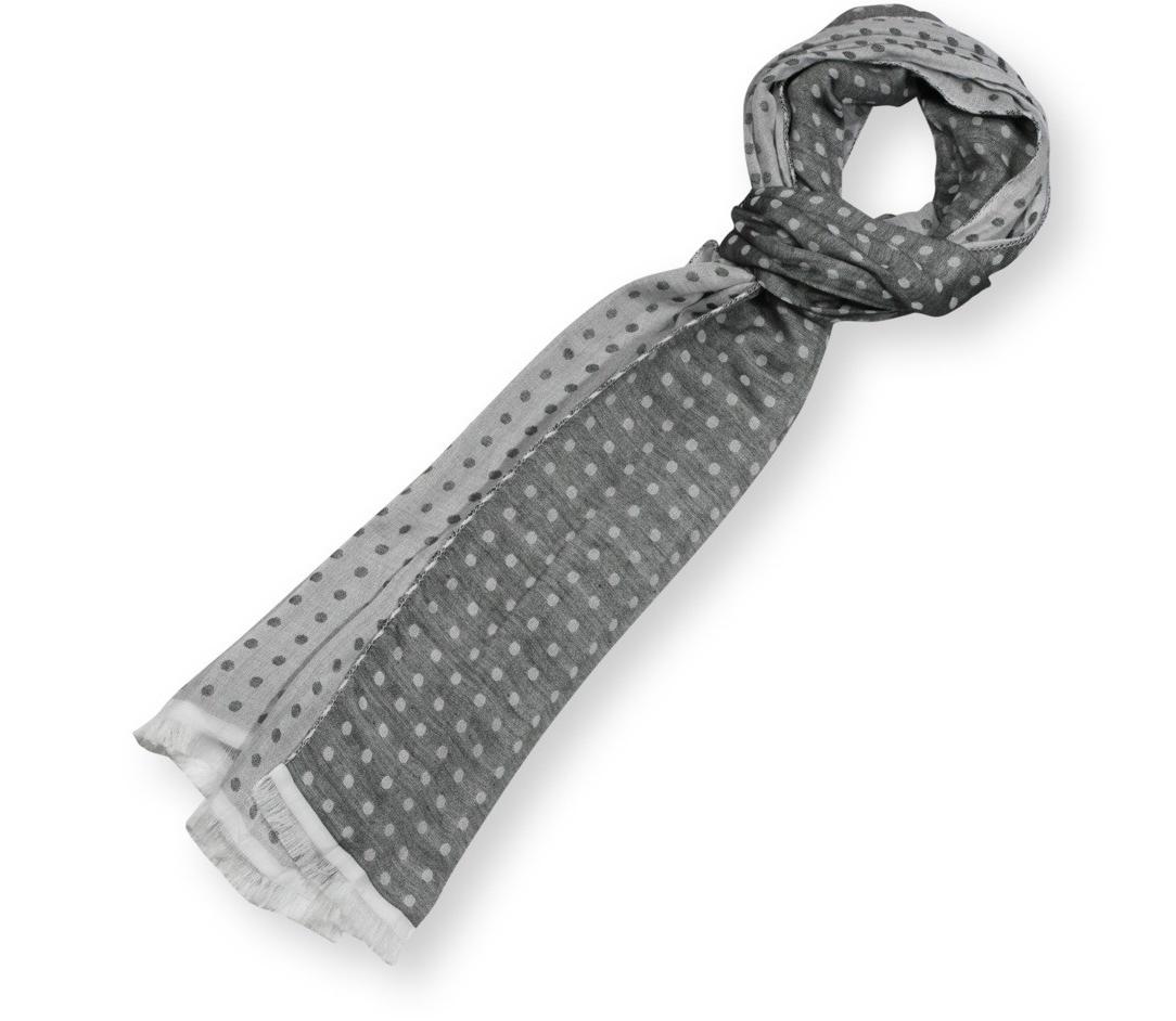 White and Grey Polka Dot Scarf