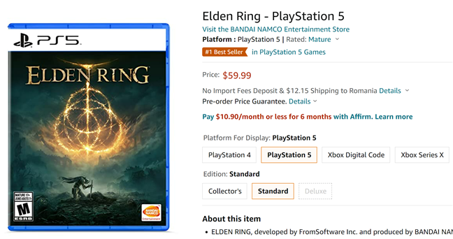 Trò chơi PlayStation 5 không có sẵn dưới dạng mã kỹ thuật số trên Amazon