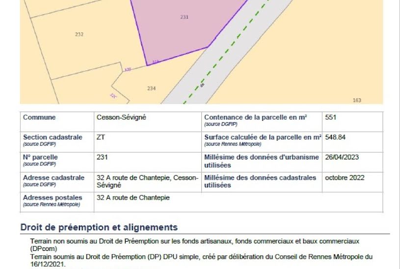  Vente Terrain à bâtir - 551m² à Cesson-Sévigné (35510) 