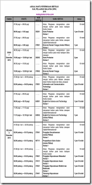 Jadual Waktu Peperiksaan SPM 2015