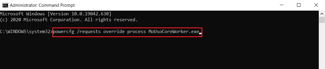 Comando per interrompere l'overrule della richiesta MoUSO Core Worker Process di MoUsoCoreWorker.exe