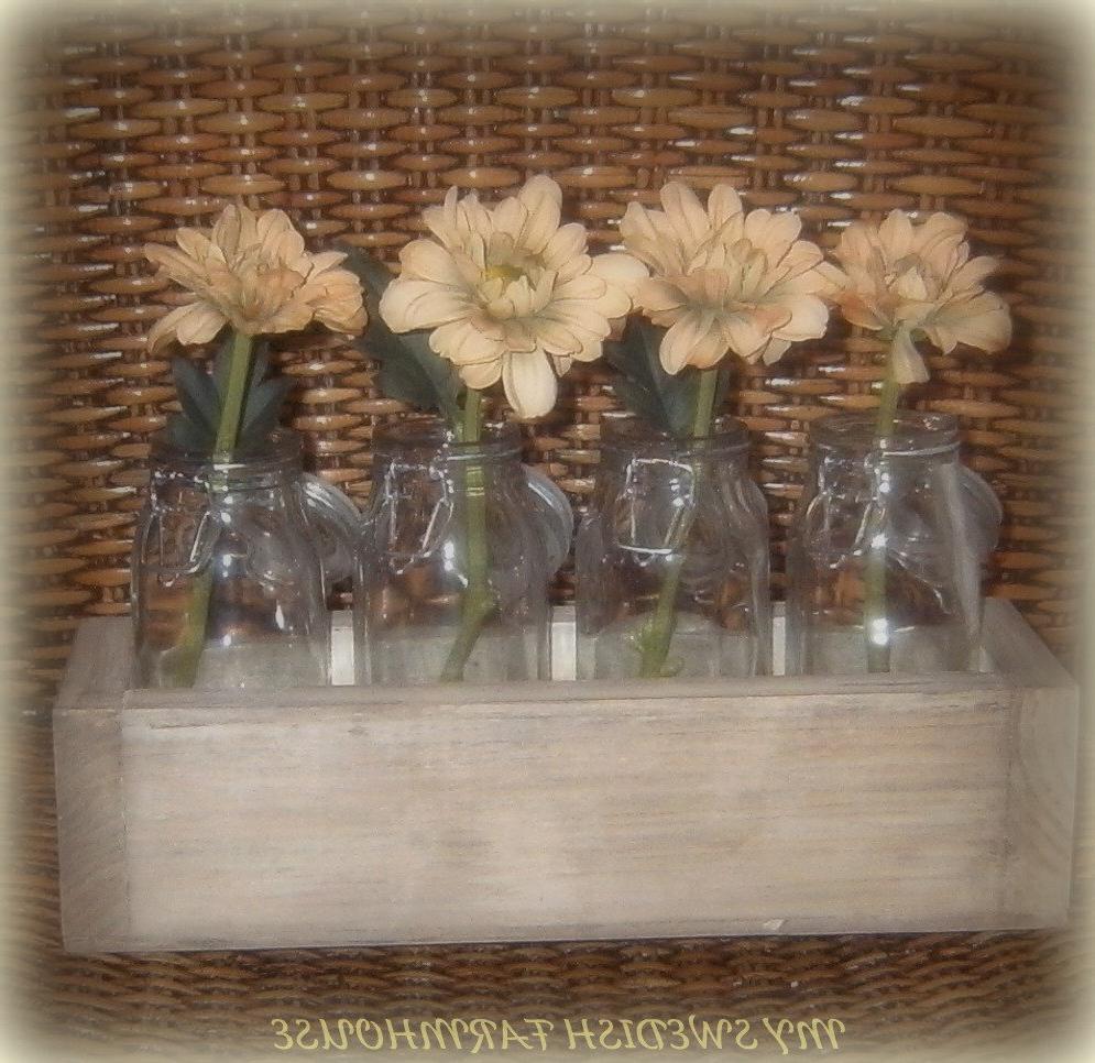 4 Milk Bottle Vases in a Crate