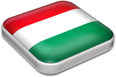 Flag of Hungary with metallic square frame