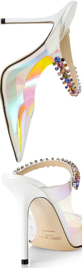 Jimmy Choo Bing Embellished Iridescent Mules