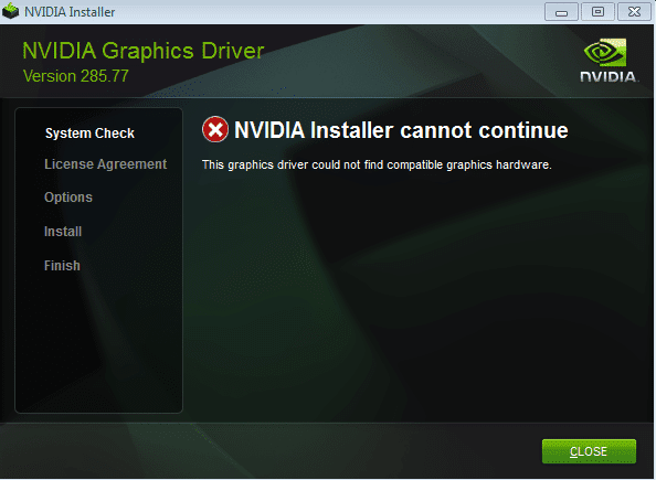 Solucionar el error del instalador de NVIDIA que no puede continuar