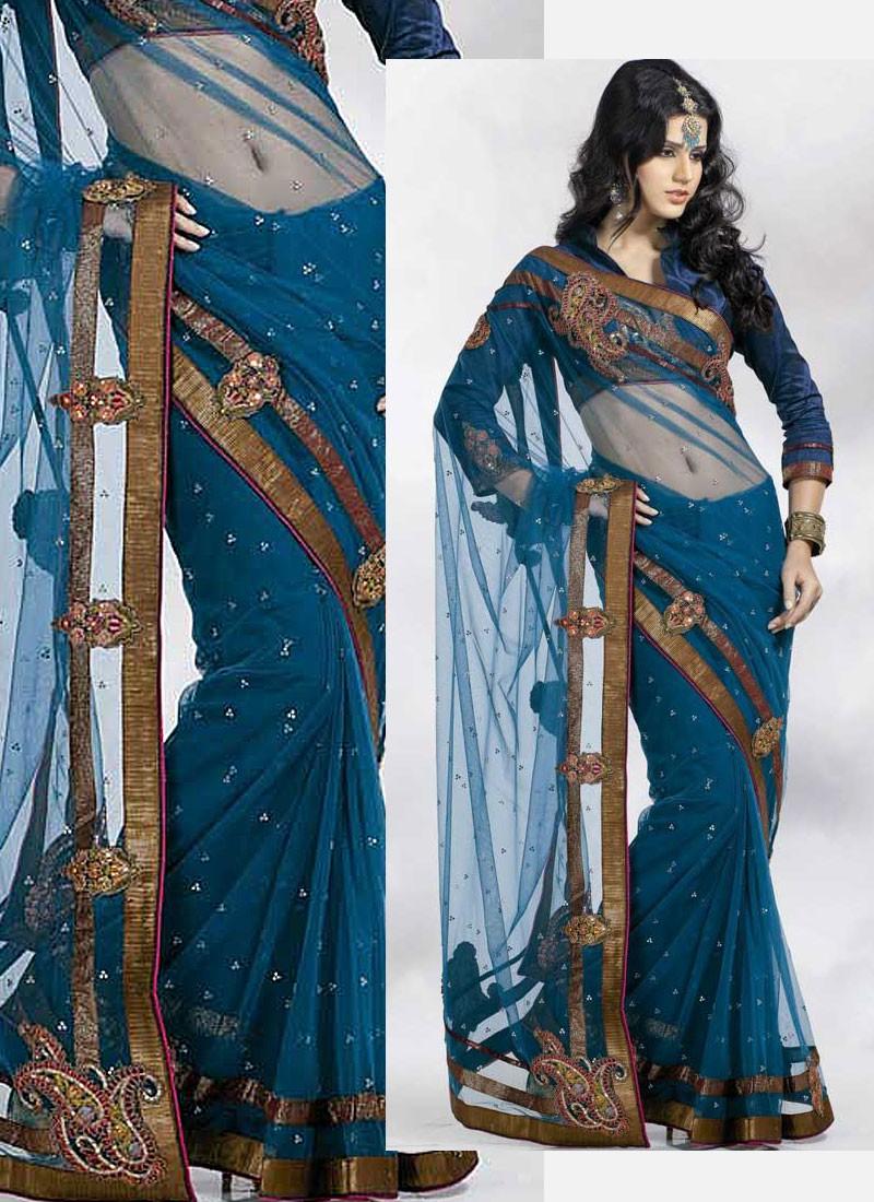 Peacock Blue Seasonable Saree