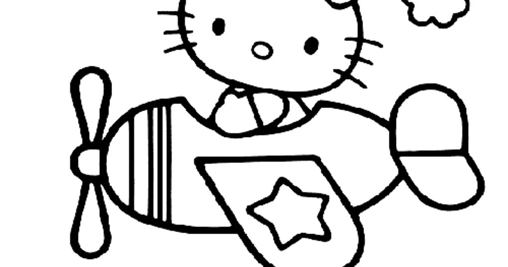 Download Coloring Pages: Hello kitty airplane coloring pages