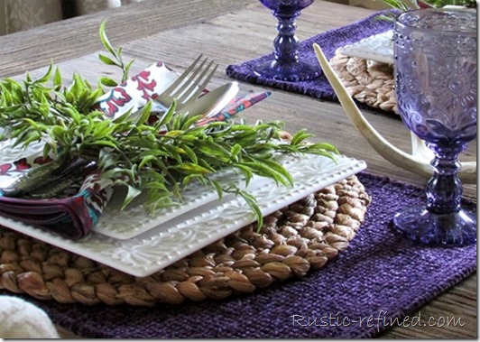 Purple Tablescape on my Flat Iron Dining Table for Summer