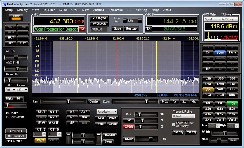 PowerSDR Measuring Noise
                          Power in 10 kHz Bandwidth