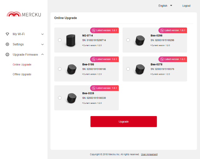 Actualización del firmware en Mercku M2 Hive