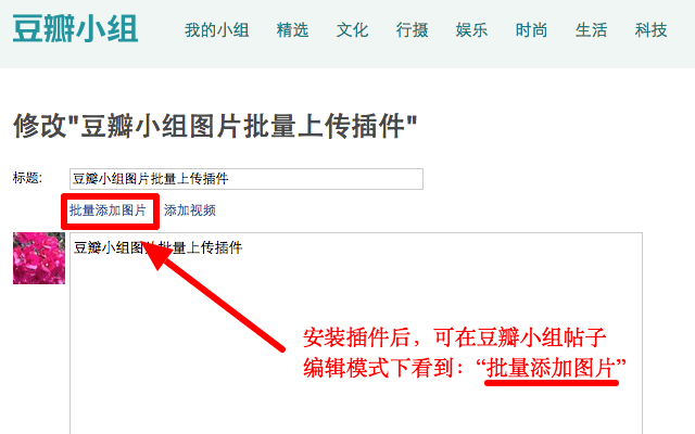 豆瓣小组图片批量上传插件