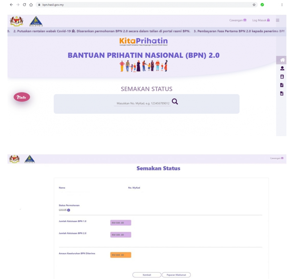 Bpn 2021 2 semakan online fasa Cara Semak