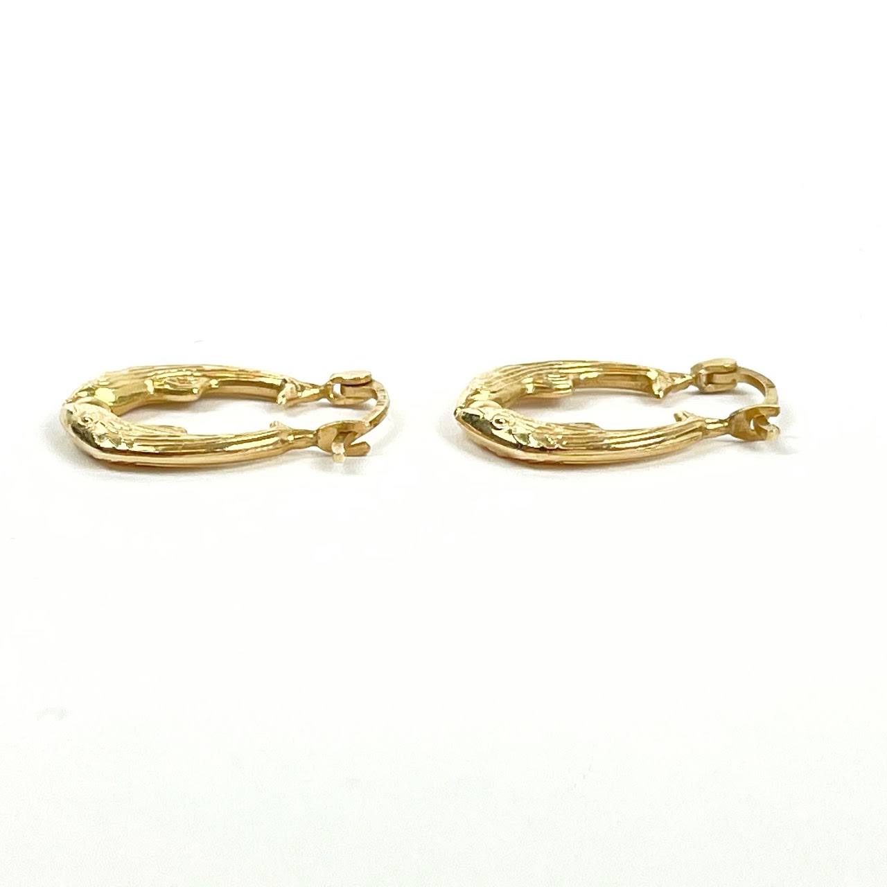 14K Gold Fish Hoop Earrings