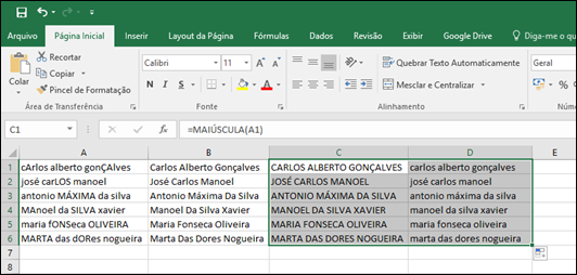 Excel - Como alterar o texto para maiúsculas, minúsculas ou primeira letra em maiúscula - Visual Dicas