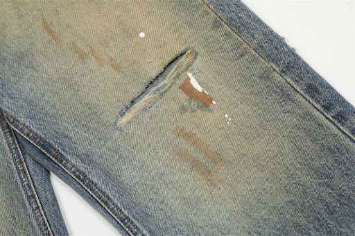Title 15, Yellow Mud Dyed Ripped Jeans For Men