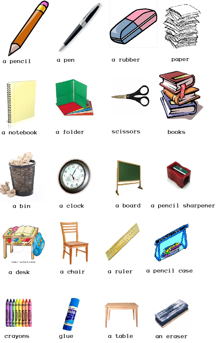 4th Grade English Classroom Objects