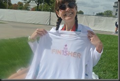 They hand out the finisher's shirt to "finishers" after they finish....imagine that!