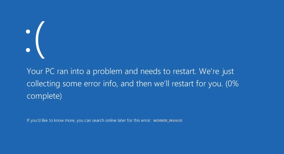 Correggi l'errore di schermata blu WORKER_INVALID su Windows 10