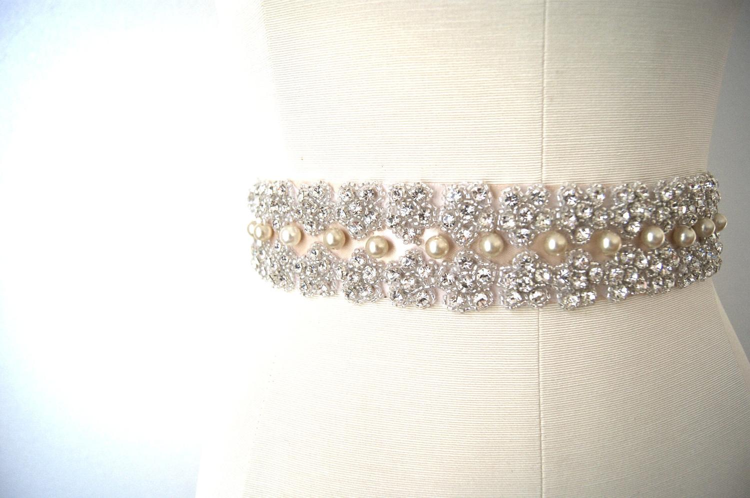 Beaded Bridal Sash CHAMPAGNE