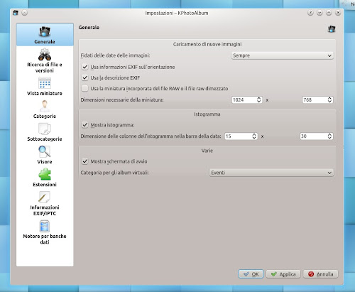 KPhotoAlbum 4.2 - preferenze