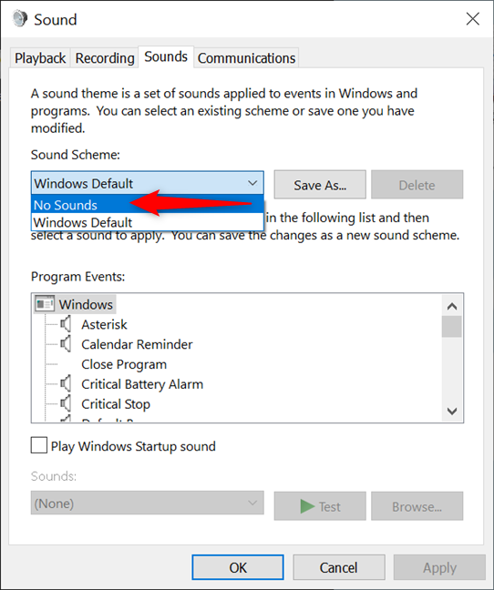 Cómo desactivar los sonidos del sistema en Windows 10