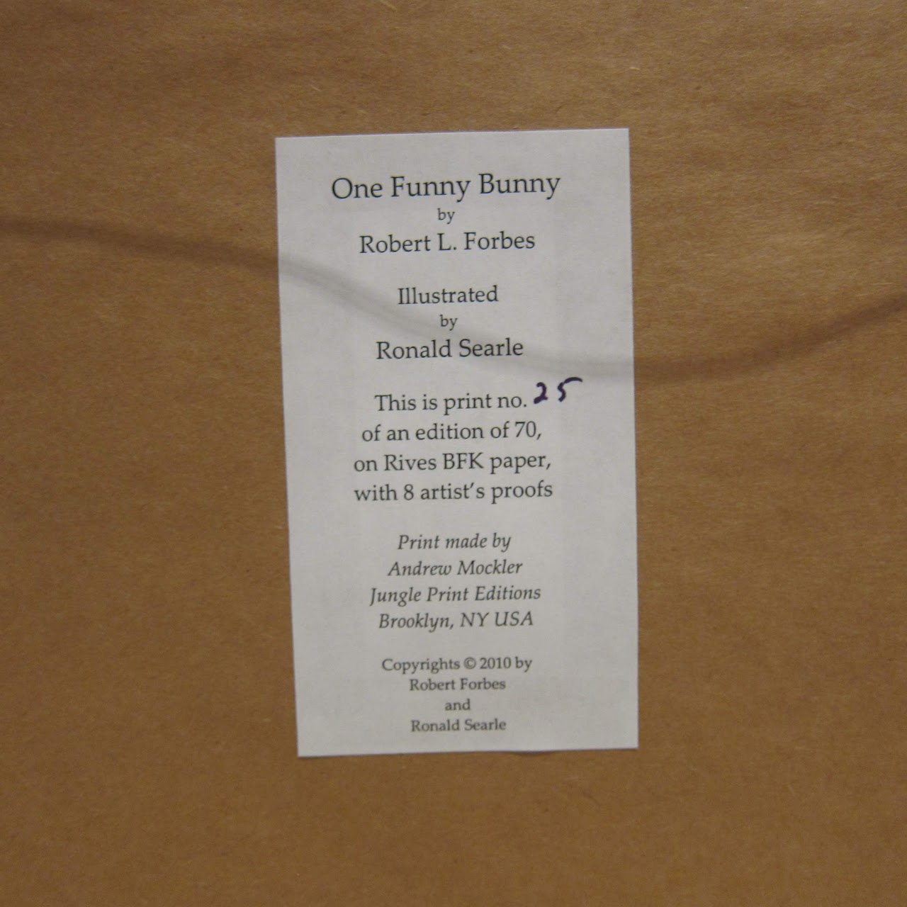 Ronald Searle X Robert Forbes Illustrated Poetry Lithograph - One Funny Bunny