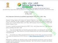  Important Advisories to candidates appearing for NEET (UG)- 2024