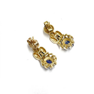 14K Gold, Sapphire & Diamond Earrings