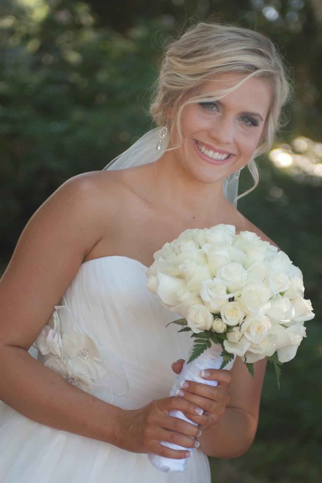 Classic white rose bouquet.