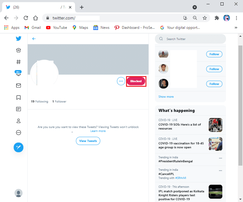 Haga clic en el botón Bloqueado que ve junto al perfil de usuario nombre3 |  ¿Qué significa 'Este Tweet no está disponible' en Twitter?