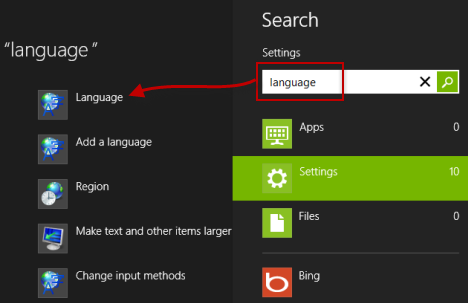 Windows 8, Windows 8.1, Keyboard Input Language, เพิ่ม, ลบ