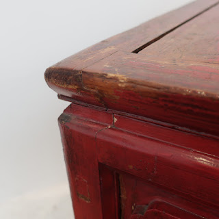 Red Lacquered Footed Chest