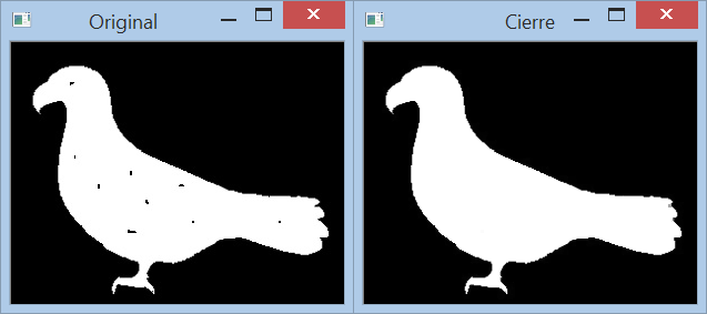 Operación morfológica de cierre con OpenCV