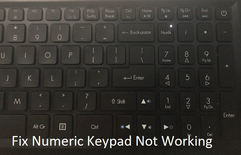 Arreglar el teclado numérico que no funciona en Windows 10