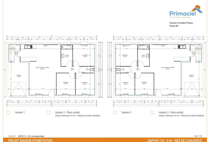  Vente Terrain + Maison - Terrain : 1 594m² - Maison : 68m² à Saint-Flovier (37600) 