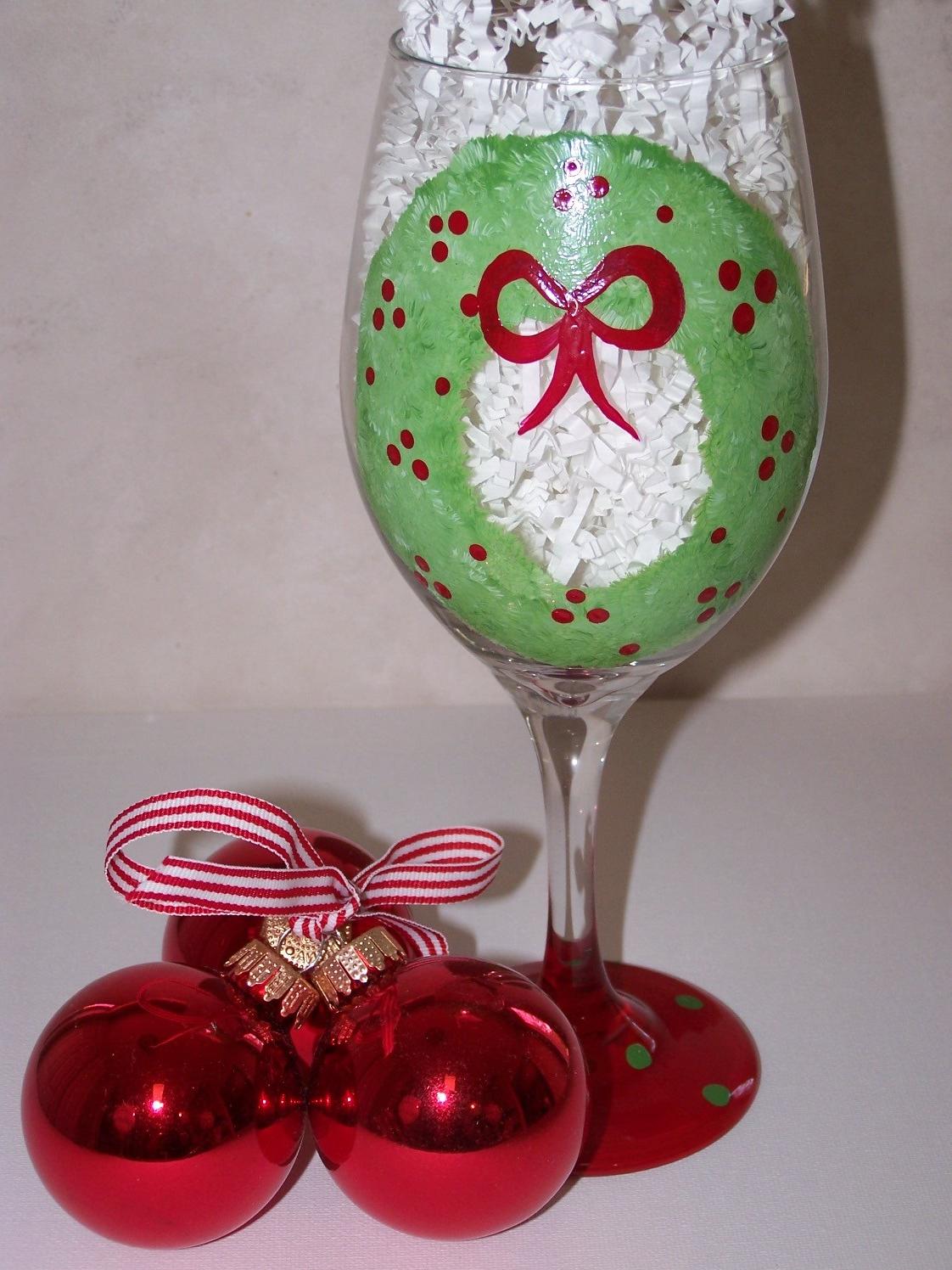 Hand Painted Wine Glass