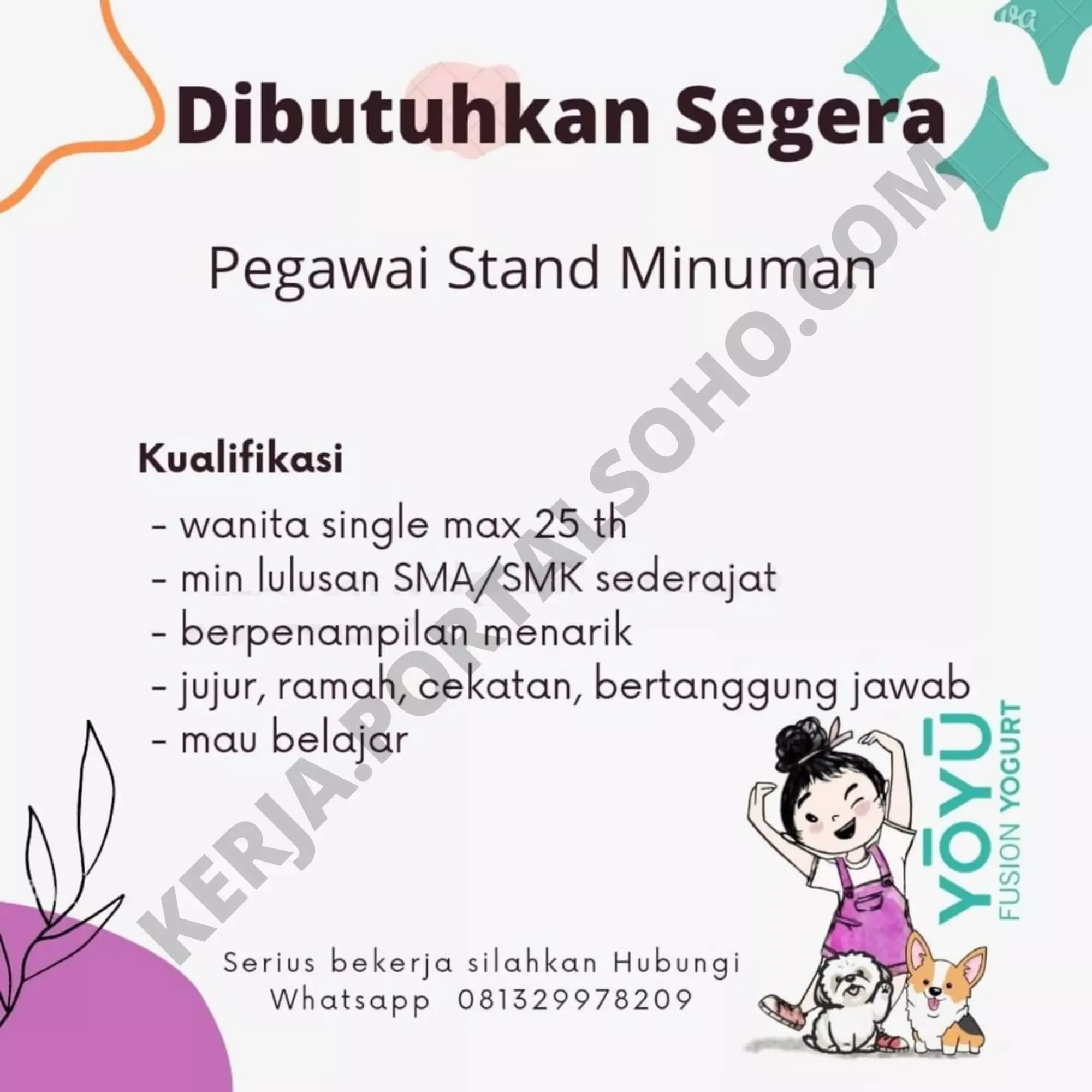 Lowongan Kerja Penjaga Stand di YOYU Fusion Yogurt Purwokerto Lowongan Kerja Penjaga Stand di YOYU Fusion Yogurt Purwokerto