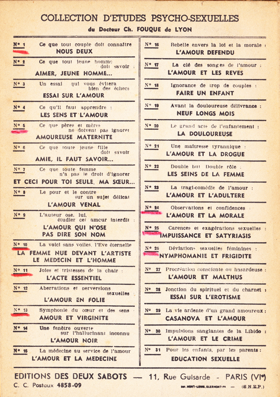 Couverture de livre édifiant vintage : L'acte essentiel - Joies et tristesses de la chair (Docteur Charles Fouqué, Editions des deux sabots)  - Pour vous Madame, pour vous Monsieur, des publicités, illustrations et rédactionnels choisis avec amour dans des publications des années 50, 60 et 70. Popcards Factory vous offre des divertissements de qualité. Vous pouvez également nous retrouver sur www.popcards.fr et www.filmfix.fr