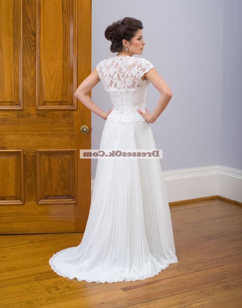 Wonderful A-line strapless brush chiffon sash jacket wedding dresses