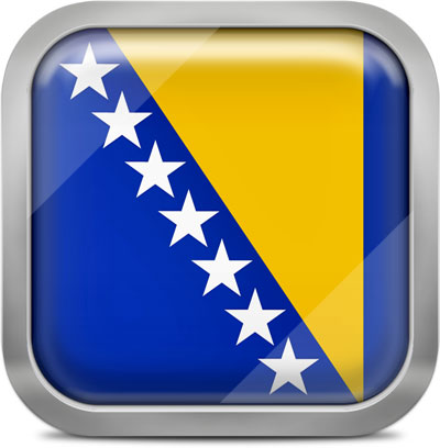 Bosnia and Herzegovina square flag with metallic frame
