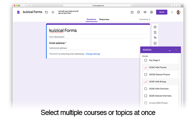 Screenshot of kuizical - Create retrieval written & MCQ quizzes