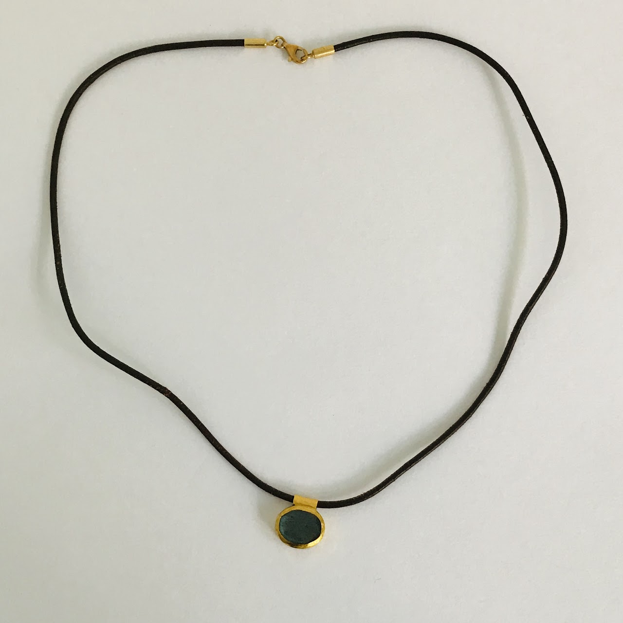 18K Gold and Iridescent Stone Necklace