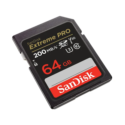 Thẻ nhớ SanDisk SD Extreme PRO-64GB,V30,U3,C10,R200,W90- SDSDXXU-064G-GN4IN