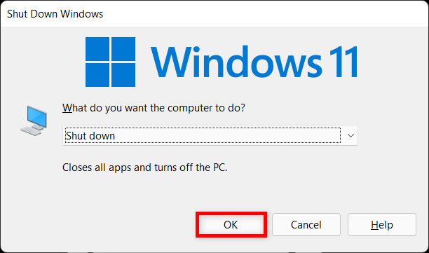 Pro vypnutí ve Windows 11 použijte klávesovou zkratku